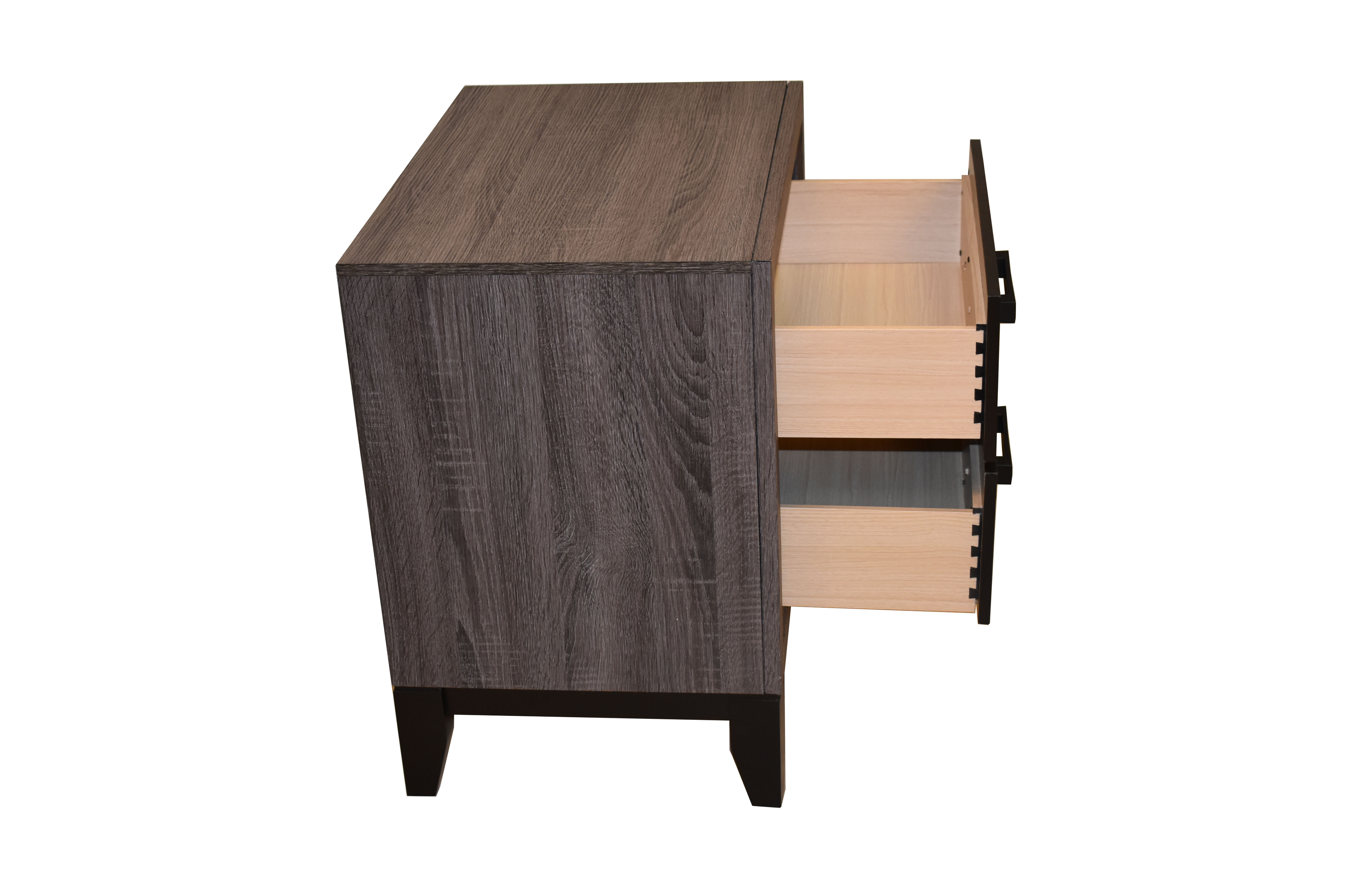 Sierra Contemporary Style 2-Drawer Nightstand Made with Wood in Gray